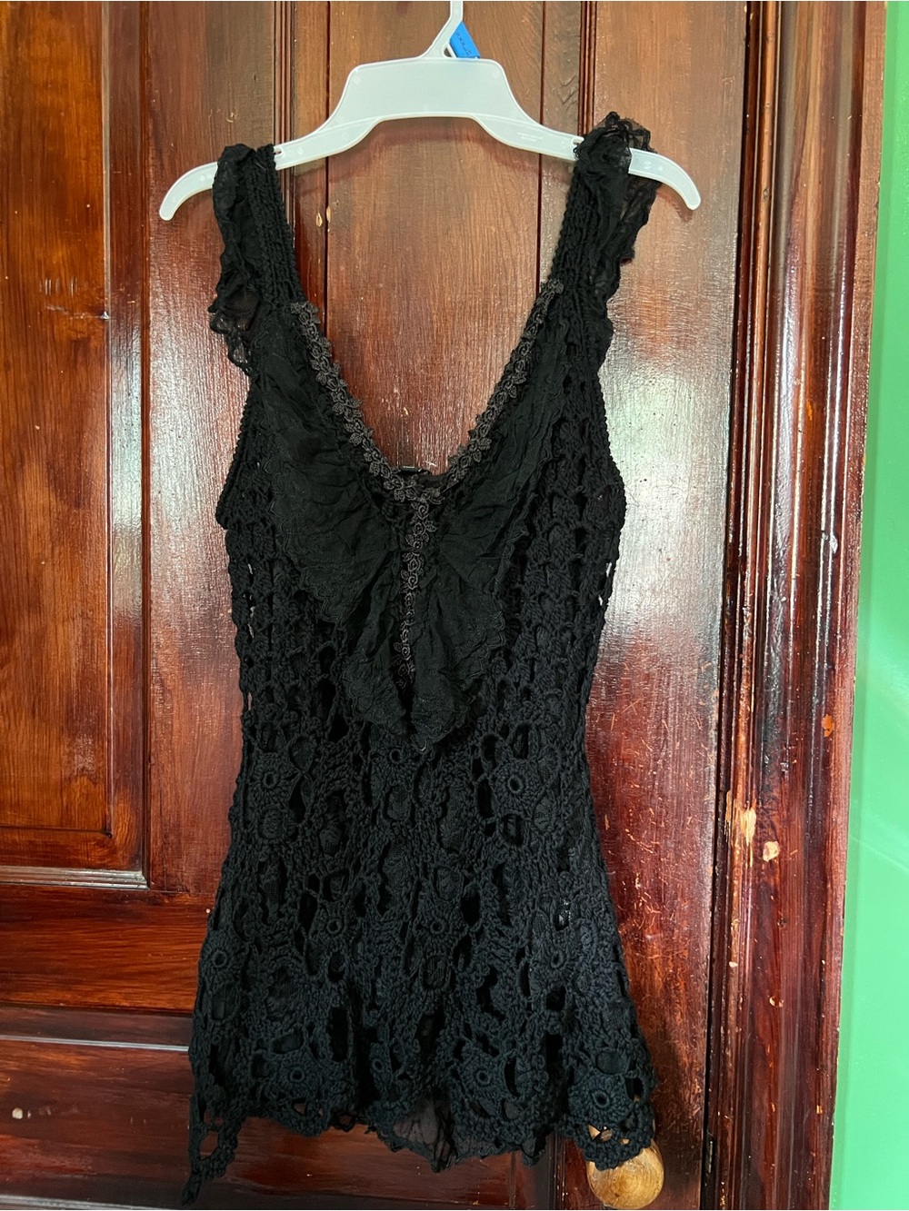 Black Crochet/Lace Layered mini dress